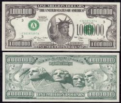 HUMORISTIC BILLS -  UNITED STATES ONE MILLION DOLLARS BILL - MOUNT RUSHMORE EDITION (THE BANK OF MILLIONAIRES)