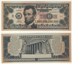 HUMORISTIC NOTES -  ABRAHAM LINCOLN - UNITED STATES ONE TRILLION DOLLARS NOTE