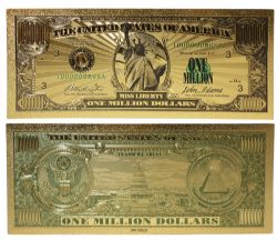 HUMORISTIC NOTES -  COPY OF THE UNITED STATES ONE MILLION DOLLARS NOTE (PURE GOLD PLATED)