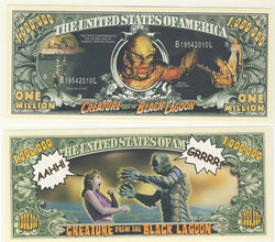HUMORISTIC NOTES -  CREATURE FROM THE BLACK LAGOON - UNITED STATES ONE MILLION DOLLARS NOTE