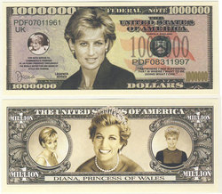 HUMORISTIC NOTES -  LADY DIANA - UNITED STATES ONE MILLION DOLLARS NOTE
