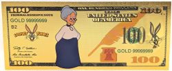HUMORISTIC NOTES -  LOONEY TUNES: GRANNY - UNITED STATES 100 DOLLARS NOTE (PURE GOLD PLATED)