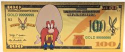 HUMORISTIC NOTES -  LOONEY TUNES: YOSEMITE SAM - UNITED STATES 100 DOLLARS NOTE (PURE GOLD PLATED)