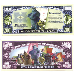 HUMORISTIC NOTES -  MONSTERS, INC. - UNITED STATES ONE MILLION DOLLARS NOTE