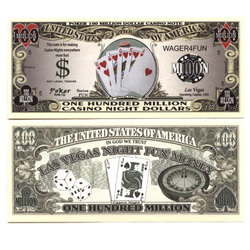 HUMORISTIC NOTES -  POKER ROYAL FLUSH - UNITED STATES 100 MILLION DOLLARS NOTE