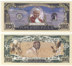 HUMORISTIC NOTES -  POPE JOHN PAUL II - UNITED STATES NOTE