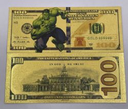 HUMORISTIC NOTES -  THE AVENGERS: HULK - 2009 UNITED STATES 100 DOLLARS NOTE (PURE GOLD PLATED)