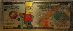 HUMORISTIC NOTES -  THE SIMPSONS: BART - 2009 UNITED STATES 100 DOLLARS NOTE (PURE GOLD PLATED)