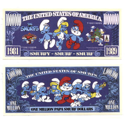 HUMORISTIC NOTES -  THE SMURFS - UNITED STATES ONE MILLION DOLLARS NOTE