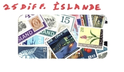 ICELAND -  25 ASSORTED STAMPS - ICELAND