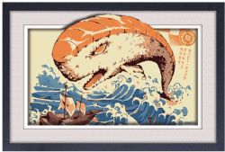 ILLUSTRATA -  MOBY SUSHI - FRAMED PICTURE (WHITE) (13