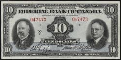 IMPERIAL BANK OF CANADA -  1934 10-DOLLAR NOTE -  1934 CANADIAN BANKNOTES