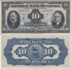 IMPERIAL BANK OF CANADA -  1934 10-DOLLAR NOTE -  1934 CANADIAN BANKNOTES