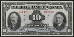 IMPERIAL BANK OF CANADA -  1934 10-DOLLAR NOTE (EF) -  1934 CANADIAN BANKNOTES