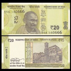 INDIA -  20 RUPEES 2019 to 2022 (UNC)