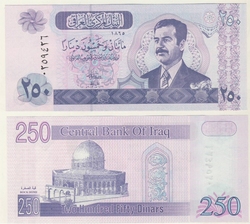 IRAQ -  250 DINARS 2002 (HUSSEIN) (UNC) 88