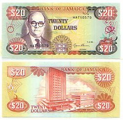 JAMAICA -  20 DOLLARS 1995 (UNC) 72E
