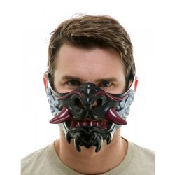 JAPANESE ONI HALF-MASK - BLACK/RED (ADULT)