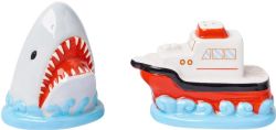JAWS -  SHARK & ORCA  CERAMIC SALT AND PEPPER SHAKER SET (2.5