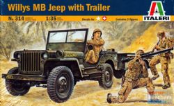 JEEP -  WILLYS MB JEEP WITH TRAILER - 1/24 -  ITALERI