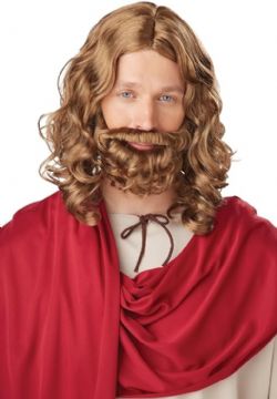 JESUS -  JESUS WIG, BEARD & MOUSTACHE - BROWN (ADULT)