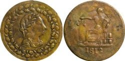 JETON DU BAS-CANADA -  1812 TIFFIN TOKEN, WREATH CLOCKWISE, POINTY NOSE (AG) -  LOWER-CANADA TOKENS
