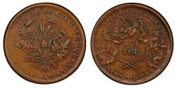 JETON DU BAS-CANADA -  BANQUE DU PEUPLE MONTRÉAL UN SOU / AGRICULTURE & COMMERCE BAS CANADA -  LOWER-CANADA TOKENS