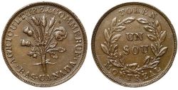 JETON DU BAS-CANADA -  NO DATE REVERSE WREATH/AGRICULTURE & COMMERCE BAS-CANADA, COPPER (AG) -  LOWER-CANADA TOKENS