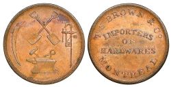 JETON DU BAS-CANADA -  T.S. BROWN & CO. IMPORTERS OF HARDWARES MONTREAL, FAR-S, DOT (AG) -  LOWER-CANADA TOKENS