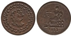 JETON DU BAS-CANADA -  TIFFIN TOKEN, CLOCKWISE WREATH WITH ALTERNATING ACORNS AND OACK LEAVES, LOWER RIGHT SCALE (AU) -  JETONS DU BAS-CANADA 1837