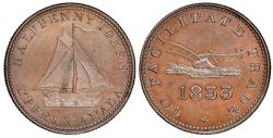 JETON DU HAUT-CANADA -  1833 TO FACILITATE TRADE/HALFPENNY TOKEN UPPER CANADA, COIN ORIENTATION -  1833 UPPER-CANADA TOKENS