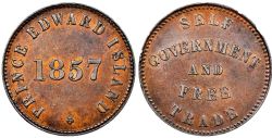 JETON DU ÎLE DU PRINCE ÉDOUARD -  1857 SELF GOVERNMENT AND FREE TRADE, SMALL QUADRILOBE -  1857 PRINCE EDWARD ISLAND TOKENS