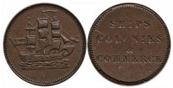 JETON DU ÎLE DU PRINCE ÉDOUARD -  SHIPS COLONIES & COMMERCE, NO MINTMARK, ROUND KNOB AMPERSAND, NO GUYS, TOP BALL NOT SEPARATED -  JETONS DU ÎLE DU PRINCE ÉDOUARD SANS DATE