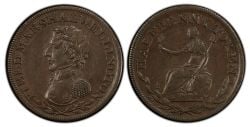 JETON WELLINGTON -  FIELD MARSHAL WELLINGTON / HALFPENNY TOKEN, INGRAILED EDGE AND BOLD LETTERING (EF) -  JETONS WELLINGTON