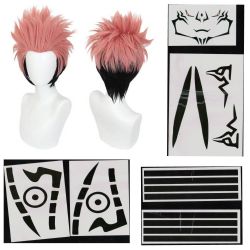 JUJUTSU KAISEN -  SUKUNA WIG & TATTOOS STICKS (ADULT)