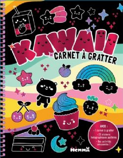 KAWAII : CARNET À GRATTER -  AVEC 1 CARNET À GRATTER, 25 STICKERS HOLOGRAPHIQUES PAILLETÉS, DES ACTIVITÉS AMUSANTES ! (FRENCH V.)