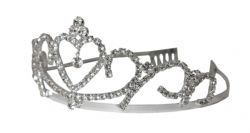 KINGS AND QUEENS -  ELEGANT TIARA - HEART WITH HANGING JEWEL (ADULT)