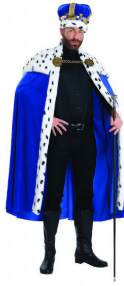 KINGS AND QUEENS -  ROYAL CAPE & CROWN SET - BLUE (ADULT)