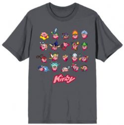 KIRBY -  ALL CHARACTERS T-SHIRT - GREY (ADULT)