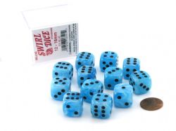 KOPLOW -  12D6 DELUXE STANDARD - SWIRL DICE- ICE BLUE -  12D6 DICE SET