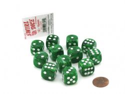 KOPLOW -  12D6 DELUXE STANDARD - SWIRL DICE- ICE GREEN -  12D6 DICE SET
