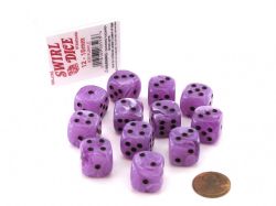 KOPLOW -  12D6 DELUXE STANDARD - SWIRL DICE- ICE PURPLE -  12D6 DICE SET