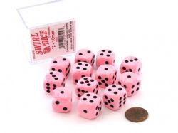KOPLOW -  12D6 DELUXE STANDARD - SWIRL DICE - PINK -  12D6 DICE SET