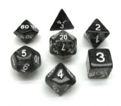 KOPLOW -  7 POLYHEDRAL DICE - GLITTER - BLACK -  7 DICE RPG SET