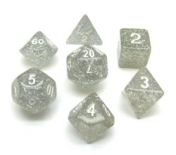 KOPLOW -  7 POLYHEDRAL DICE - GLITTER - CLEAR -  7 DICE RPG SET