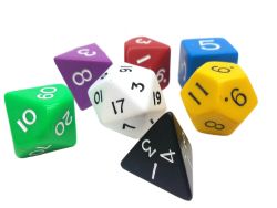 KOPLOW -  7 POLYHEDRAL DICE- JUMBO OPAQUE - ASSORTED COLORS -  7 DICE RPG SET