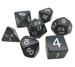KOPLOW -  7 POLYHEDRAL DICE- JUMBO OPAQUE - BLACK -  7 DICE RPG SET