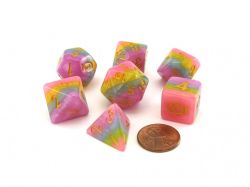 KOPLOW -  7 POLYHEDRAL DICE - LAYERED - COTTON CANDY -  7 DICE RPG SET