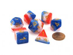 KOPLOW -  7 POLYHEDRAL DICE - LAYERED - OLD GLORY -  7 DICE RPG SET