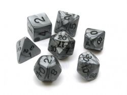 KOPLOW -  7 POLYHEDRAL DICE - PEARLIZED - GRAY -  7 DICE RPG SET